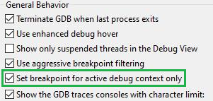 Ashling debugger core-specific breakpoints